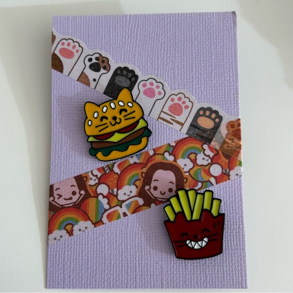 Cute Cat Burger and Fries Enamel Pins - Picture 5 of 8